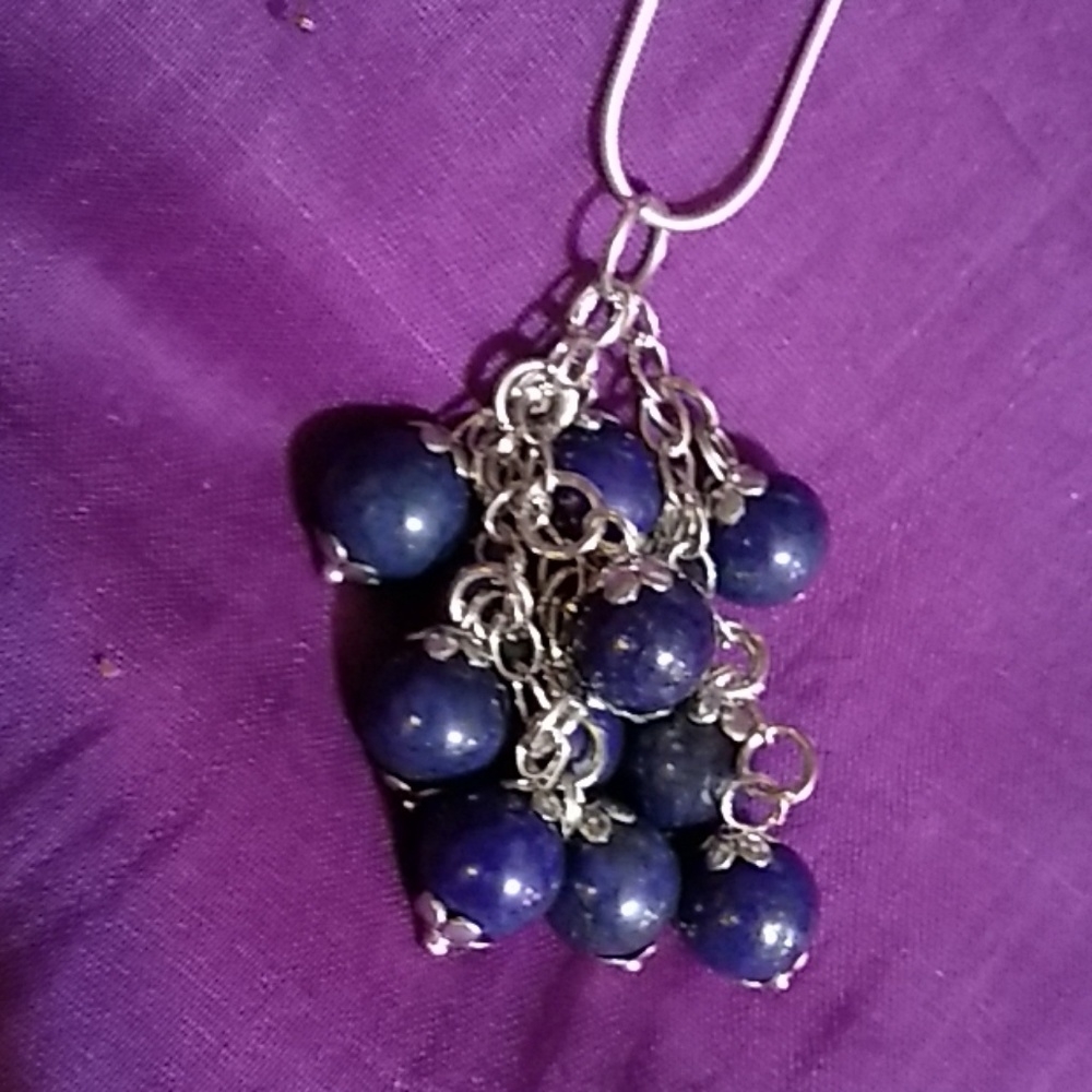 Lapis Lazuli semi-precious stone charm necklace